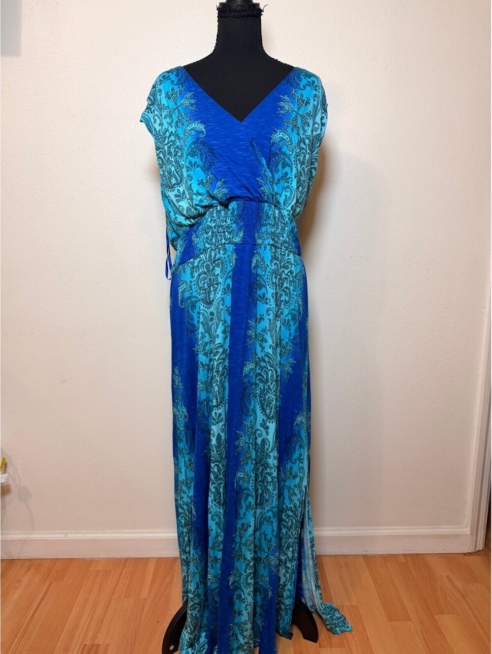 INC International Concepts Blue Paisley Maxi Dress 1X